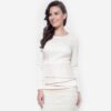 Elegant White Lace Long Sleeve Peplum Top for Women