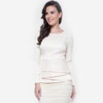 Elegant White Lace Long Sleeve Peplum Top for Women