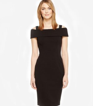 Elegant Black Off-Shoulder Bodycon Dress for Women