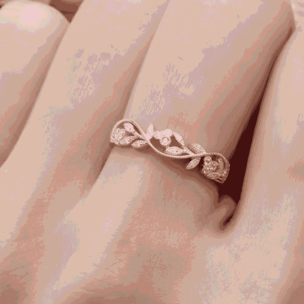 Elegant Rose Gold-Plated Vine Leaf Ring for Women – CZ Stone Studded Delicate Adjustable Band | Daily, Party & Gift Jewellery