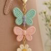 Handmade Crochet Butterfly & Flower Keychain – Cute Bag Charm for Women & Girls