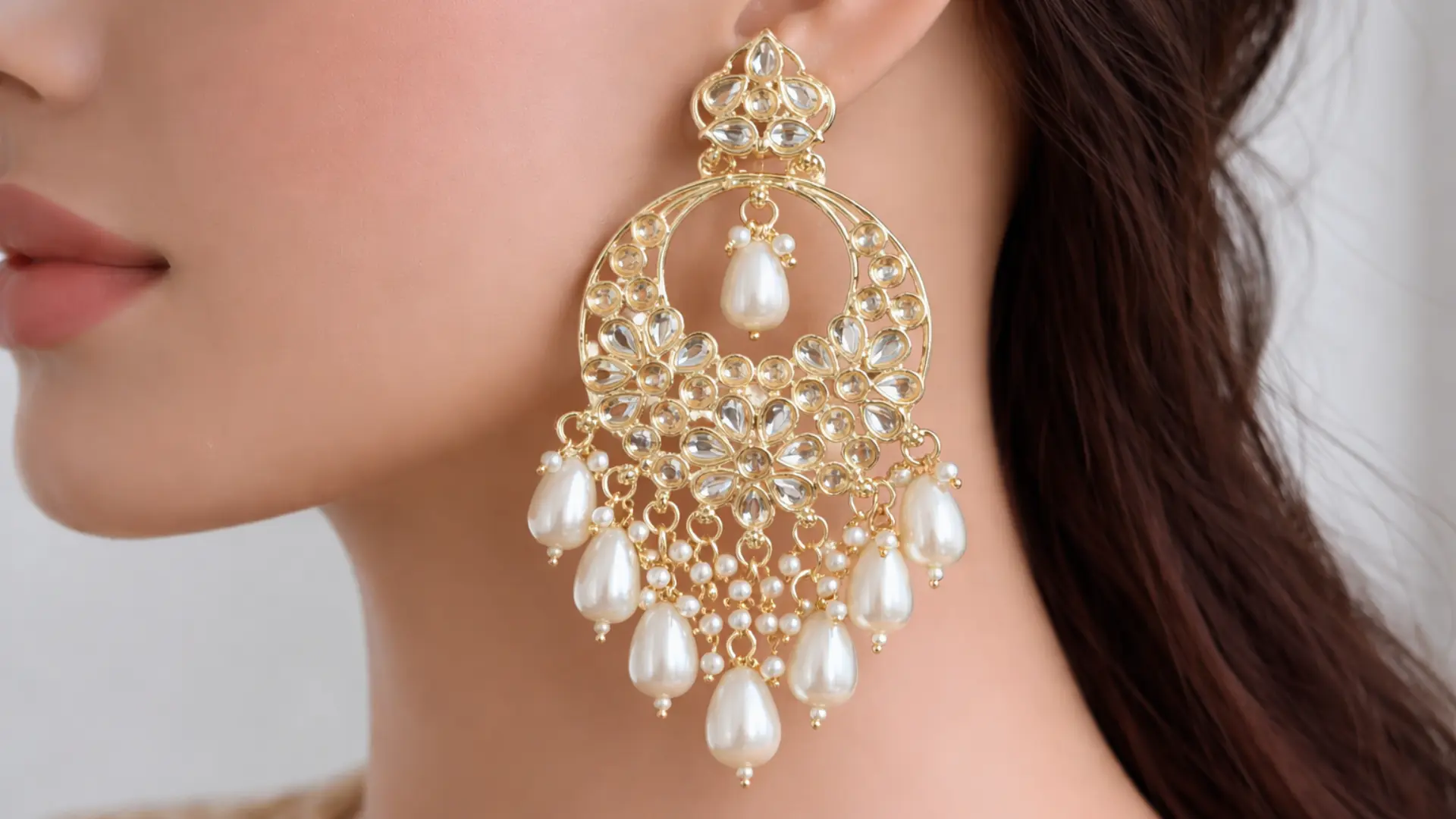 White Golden Earring